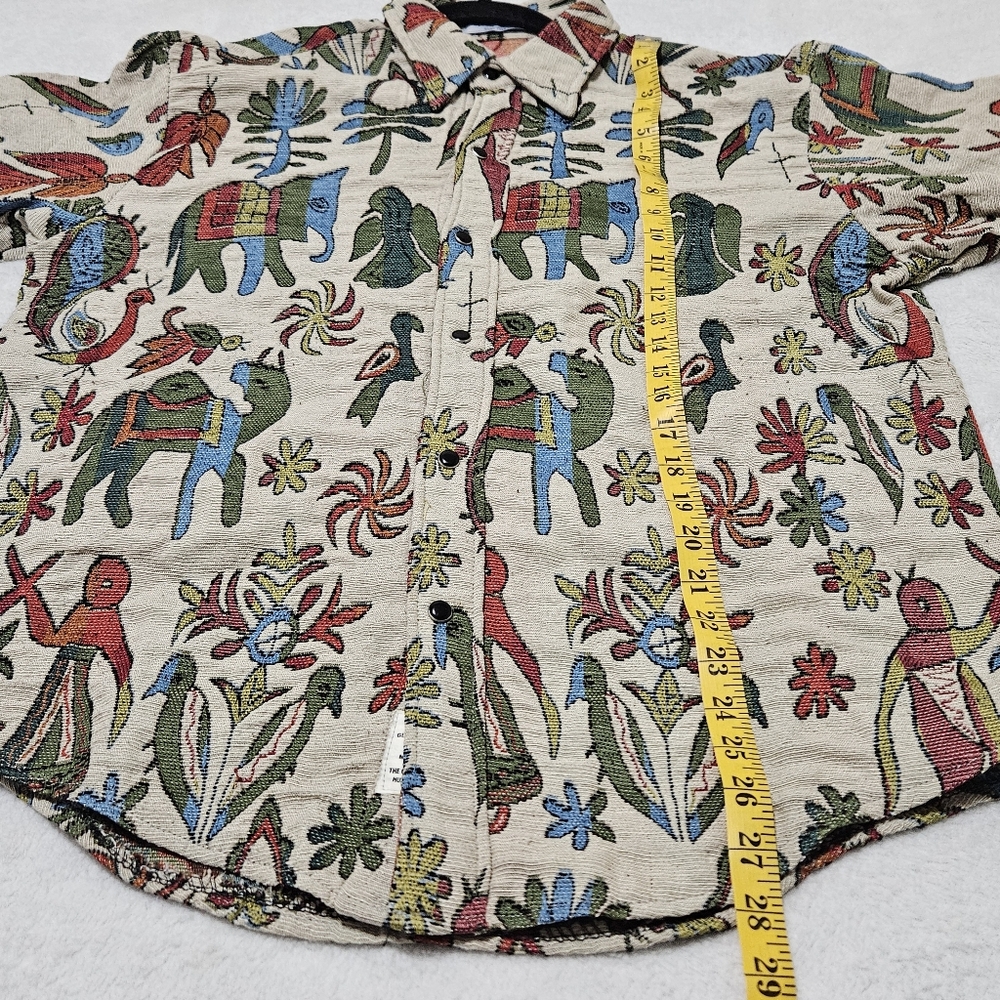 Aelfric Eden Tapestry Elephant & Camel Jacquard Button Down Shirt Small - Picture 13 of 15